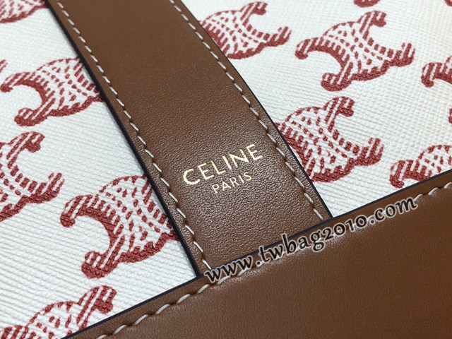 Celine專櫃賽琳2023新款七夕限定紅色壓花TRIOMPHE帆布nano小號水桶包 191132s sldj2392